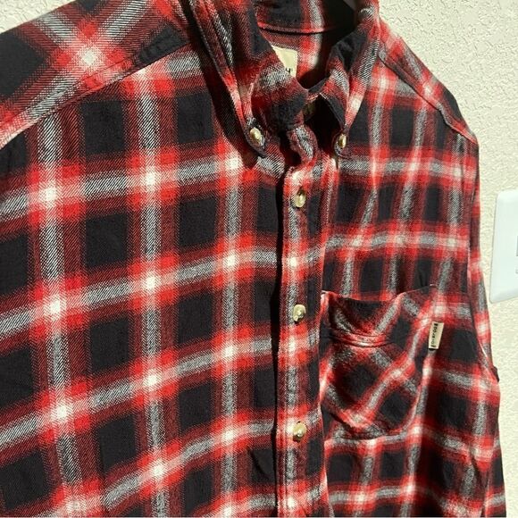 WOOLRICH-Men's Red & Black Plaid Flannel Cotton Button-Front Shirt, Size Medium - Picture 4 of 11